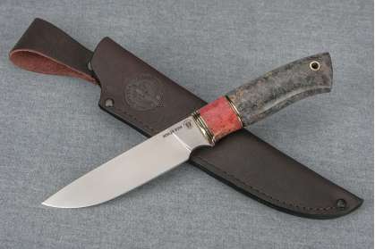 Нож "Рысь" (BOHLER M398, стабилизированная карельская береза, стабилизированный кап клена)