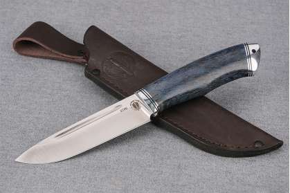 Нож Арсенал, клинок из стали Bohler S390, рукоять дюраль, стабилизированная карельская береза