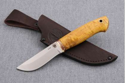 Нож "Грибник" (S390, стабилизированная карельская береза)