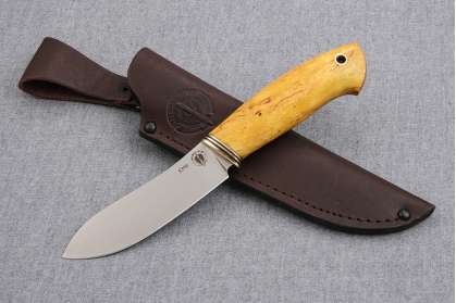 Нож "Лань", сталь S390, рукоять стабилизированная карельская береза