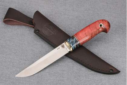 Нож "Ласка-2" (S390, стабилизированный зуб мамонта, стабилизированная карельская береза, кобра)