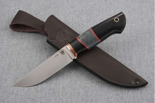 Нож "Лиса 2" , сталь S390, рукоять граб, стабилизированная карельская береза