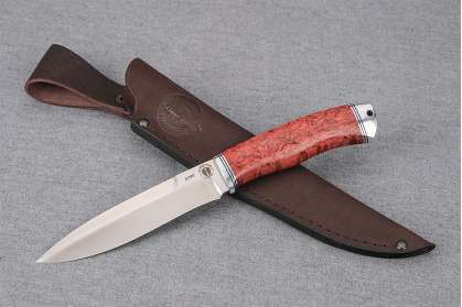 Нож "Перо" (S390, дюраль, стабилизированная карельская береза)