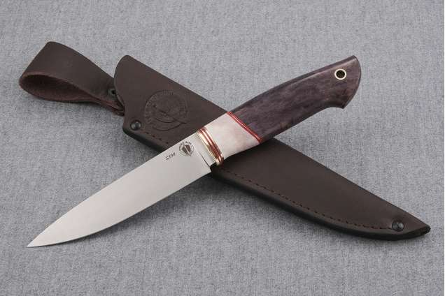 Нож "Рысь-2" (S390, рог лося, стабилизированная карельская береза)