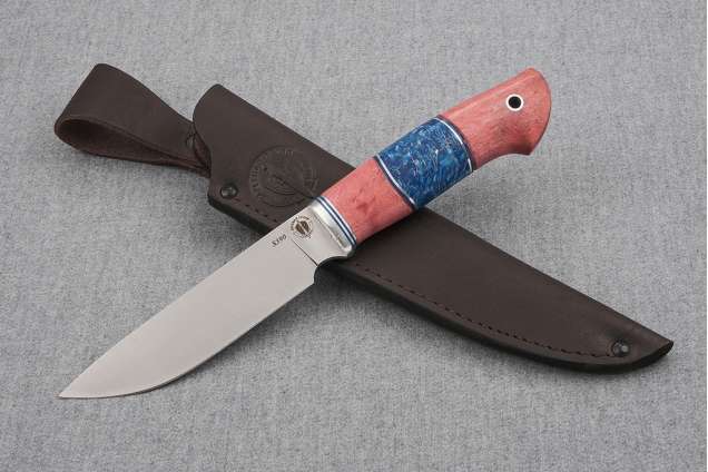 Нож "Рысь" (S390, дюраль, стабилизированная карельская береза, композит)
