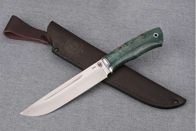 Нож "Турист", сталь S390, рукоять стабилизированная карельская береза
