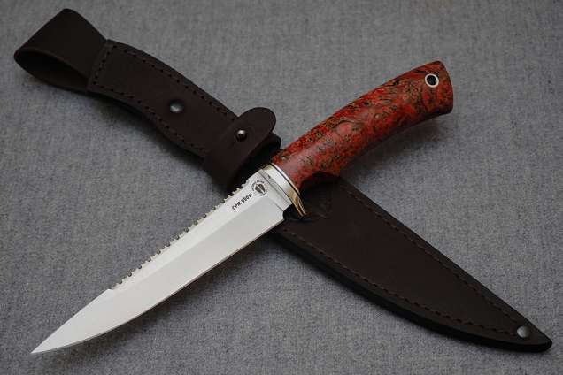 Нож Рыбак-3, клинок из стали Crucible CPM S90V, рукоять стабилизированный кап клена