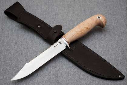 Нож Рыбак, клинок из стали Crucible CPM S90V, рукоять карельская береза