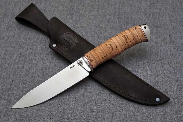 Нож Рысь-2, клинок из стали Crucible CPM S90V, рукоять дюраль, береста