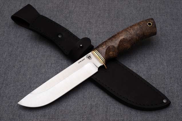 Нож Скорпион, клинок из стали Crucible CPM S90V, рукоять стабилизированный кап клена