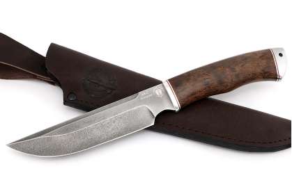 Нож "Походный" (Алмазная сталь ХВ-5, дюраль, стабилизированная карельская береза)